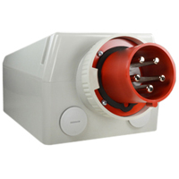 Pin and Sleeve Inlet Devices with Box 888-678 IEC 60309 Surface Mnt Inlet with Box, IP67, 100A 380-415V & 400V, 125A 220/380-240/415V, 6H, IEC 309 International Pin and Sleeve Devices   